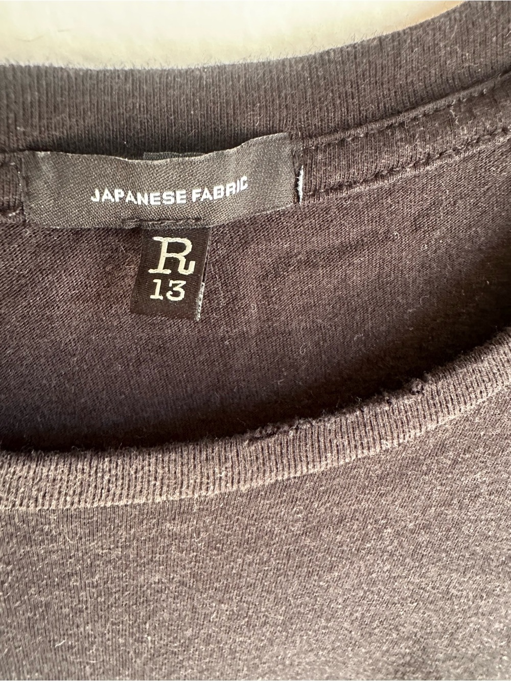 R13 Black Graphic Tee with White Crest Design - Picture 3 of 6